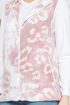 Pink Leopard Print Hoodie Vest - VacationGrabs