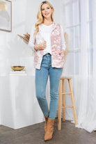 Pink Leopard Print Hoodie Vest - VacationGrabs