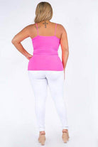 Yelete pink seamless tank top with adjustable straps, perfect for casual wear or layering