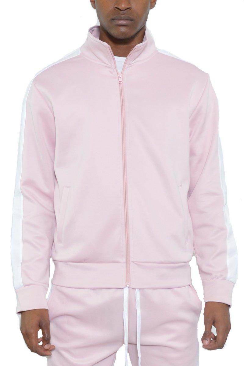 Pink Single Stripe Track Jacket - VacationGrabs