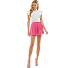TCEC pink summer shorts for women with a comfortable elastic waistband and flared design