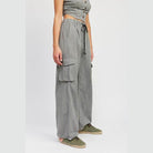 Pinstripe Cargo Pants With Waist Drawstring - VacationGrabs