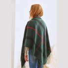 Plaid Square Fringe Shawl Scarf - VacationGrabs