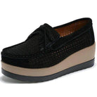 VacationGrabs Women's Black Platform Slip-Ons for Travel with Stylish Design and Comfortable Fit