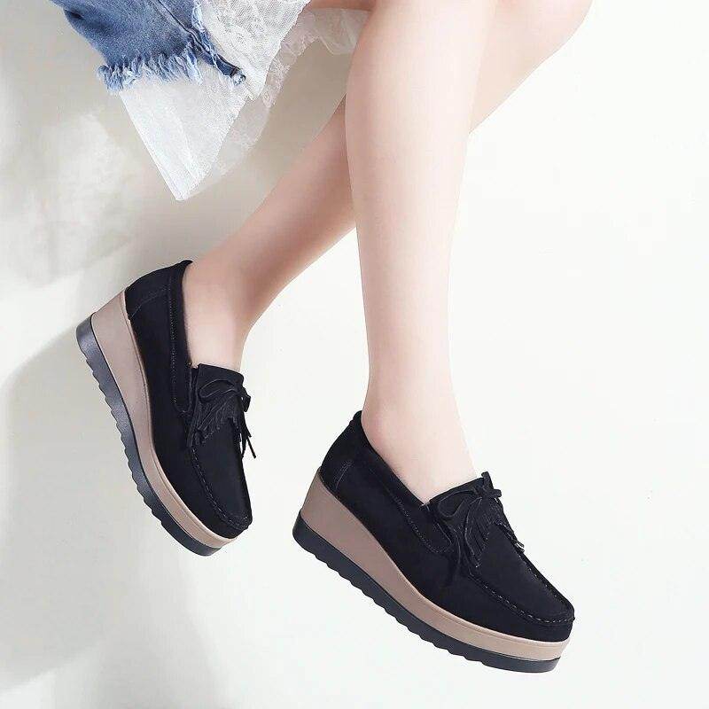 VacationGrabs Black Platform Slip-Ons for Travel with Stylish Design and Comfort