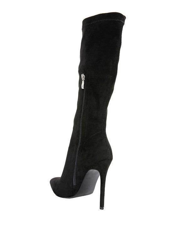 Playdate Pointed Toe High Heeled Calf Boot - VacationGrabs