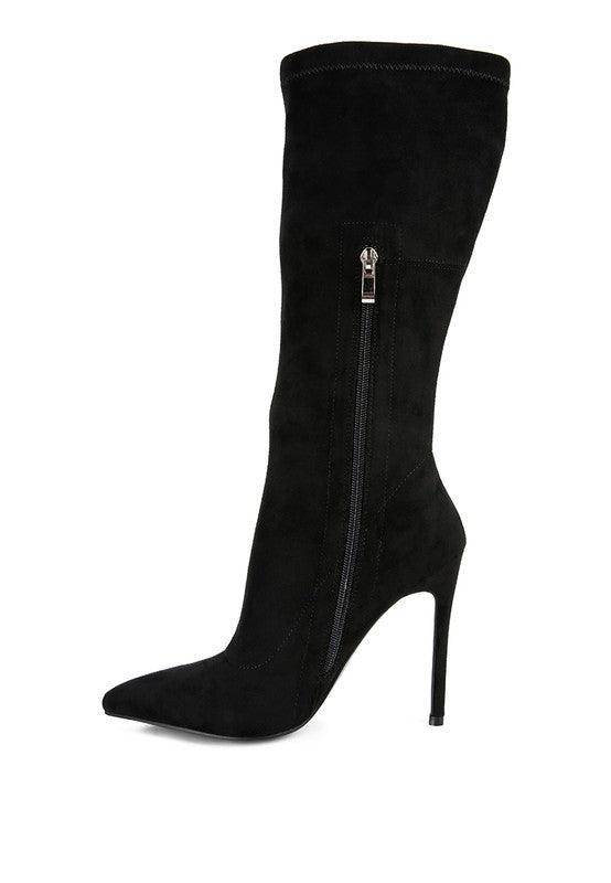 Playdate Pointed Toe High Heeled Calf Boot - VacationGrabs