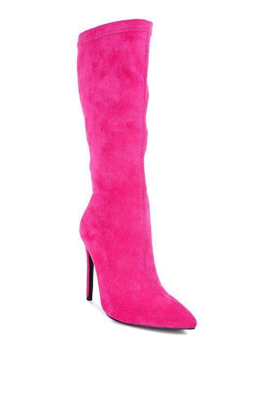 Playdate Pointed Toe High Heeled Calf Boot - VacationGrabs