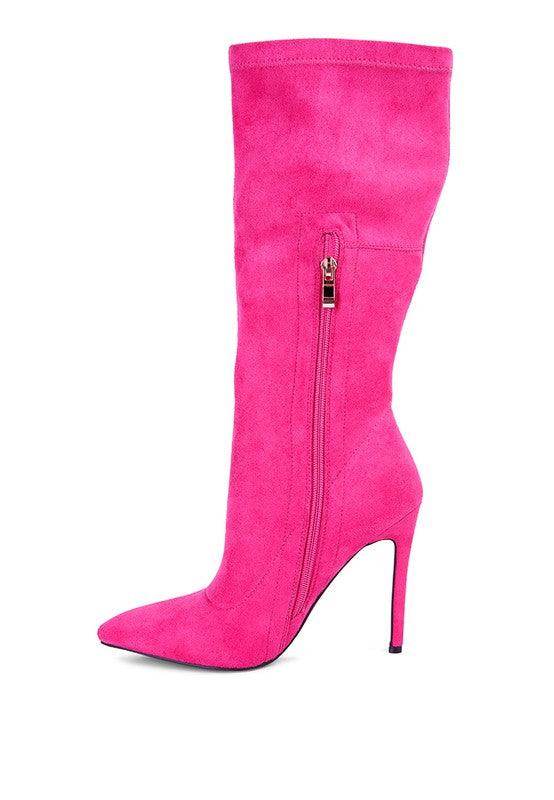Playdate Pointed Toe High Heeled Calf Boot - VacationGrabs