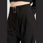Pleated Side Leg Pants With Belt - VacationGrabs