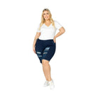 Plus Hi-Waist Distressed Bermuda Short Jeggings - VacationGrabs