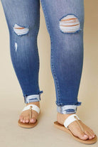 Plus High Rise Button Fly Ankle Skinny - VacationGrabs