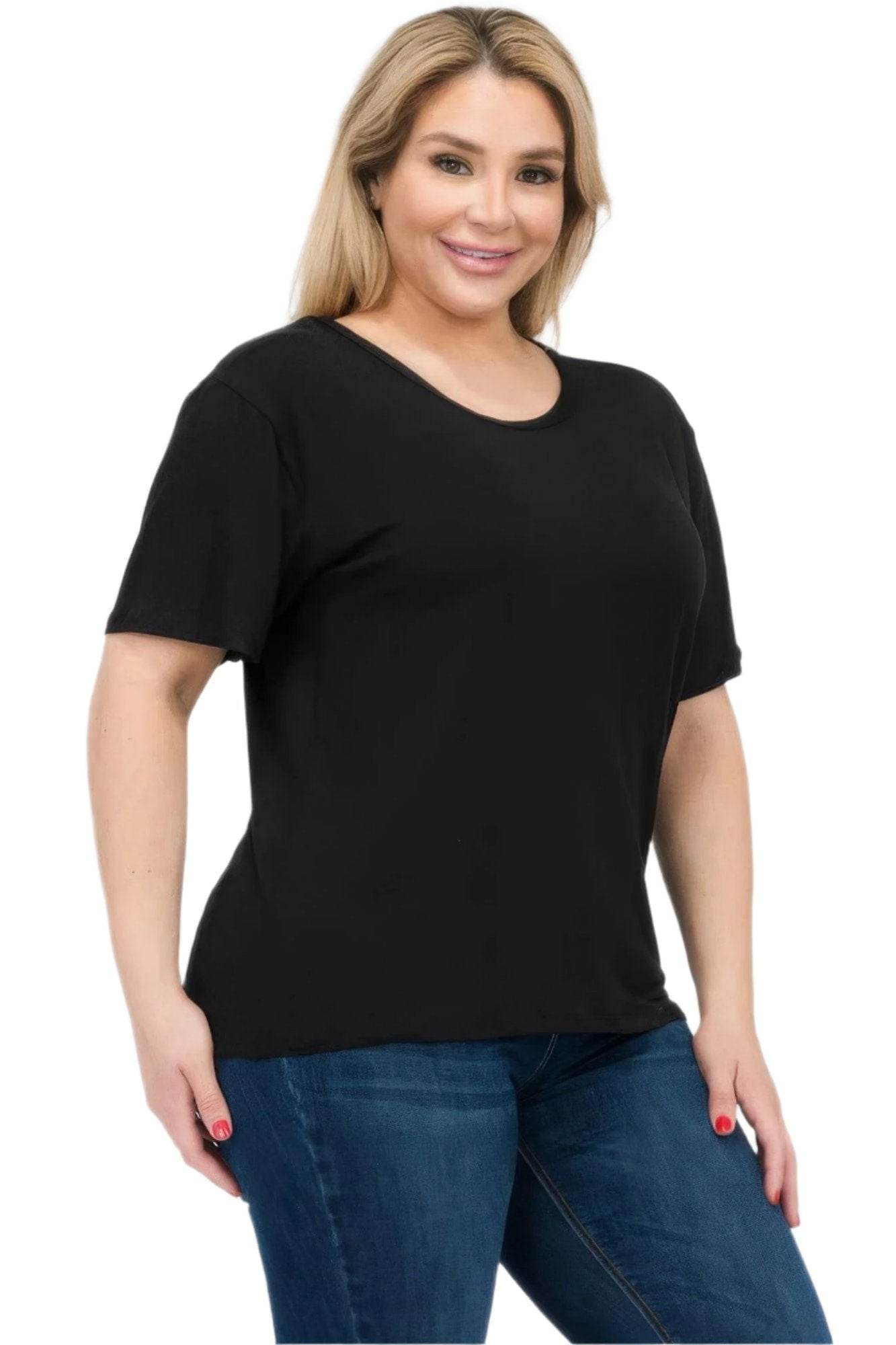Women's Plus Size Basic Short Sleeve Shirts - VacationGrabs