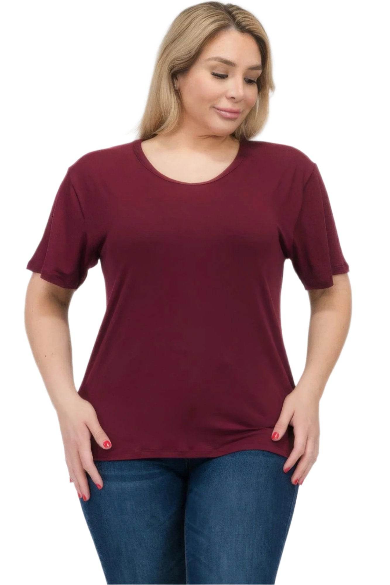 Women's Plus Size Basic Short Sleeve Shirts - VacationGrabs