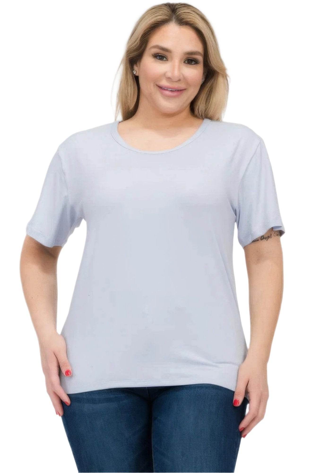 Women's Plus Size Basic Short Sleeve Shirts - VacationGrabs