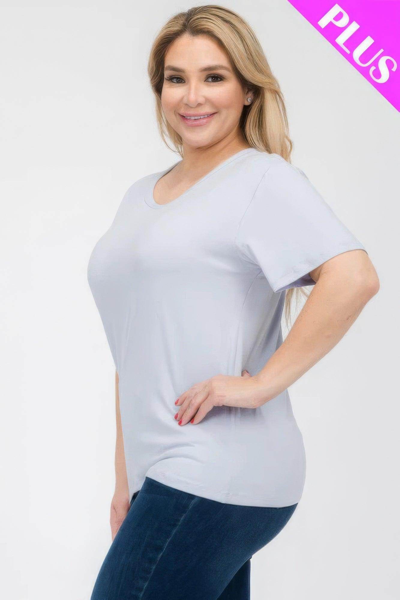 Women's Plus Size Basic Short Sleeve Shirts - VacationGrabs