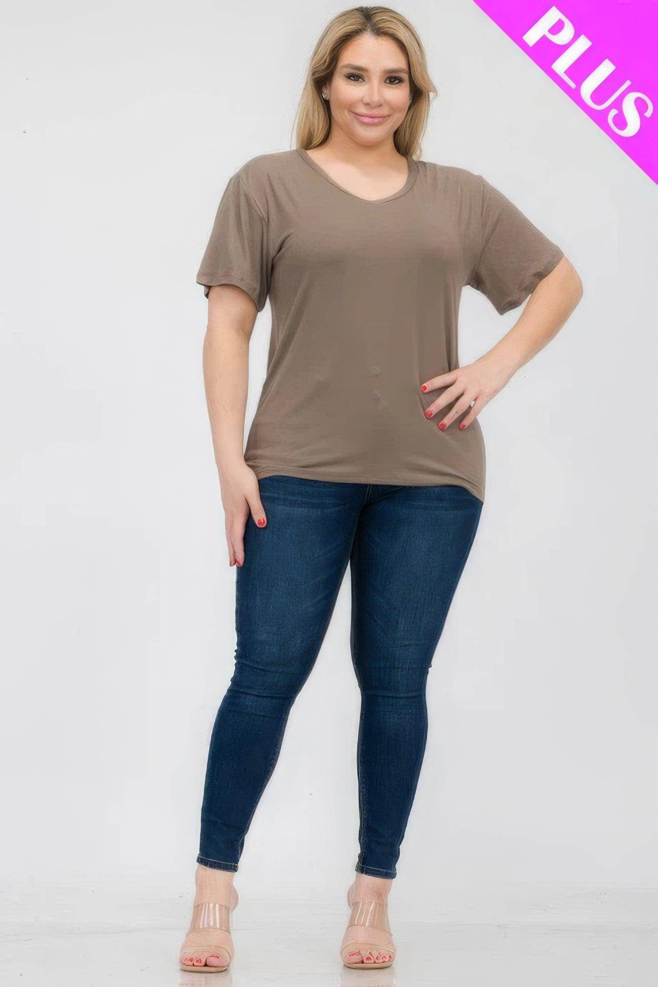 Women's Plus Size Basic Short Sleeve Shirts - VacationGrabs