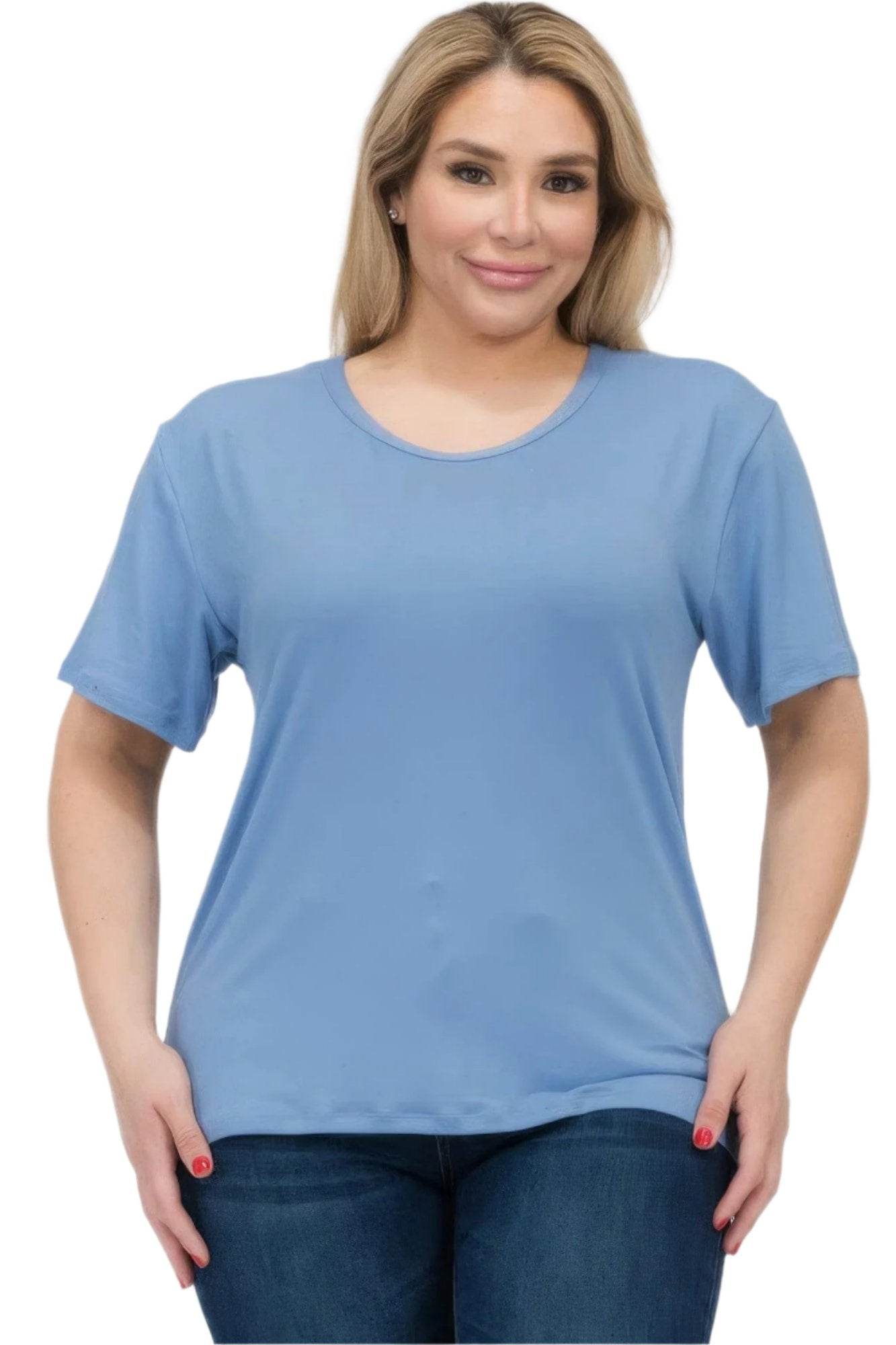 Women's Plus Size Basic Short Sleeve Shirts - VacationGrabs