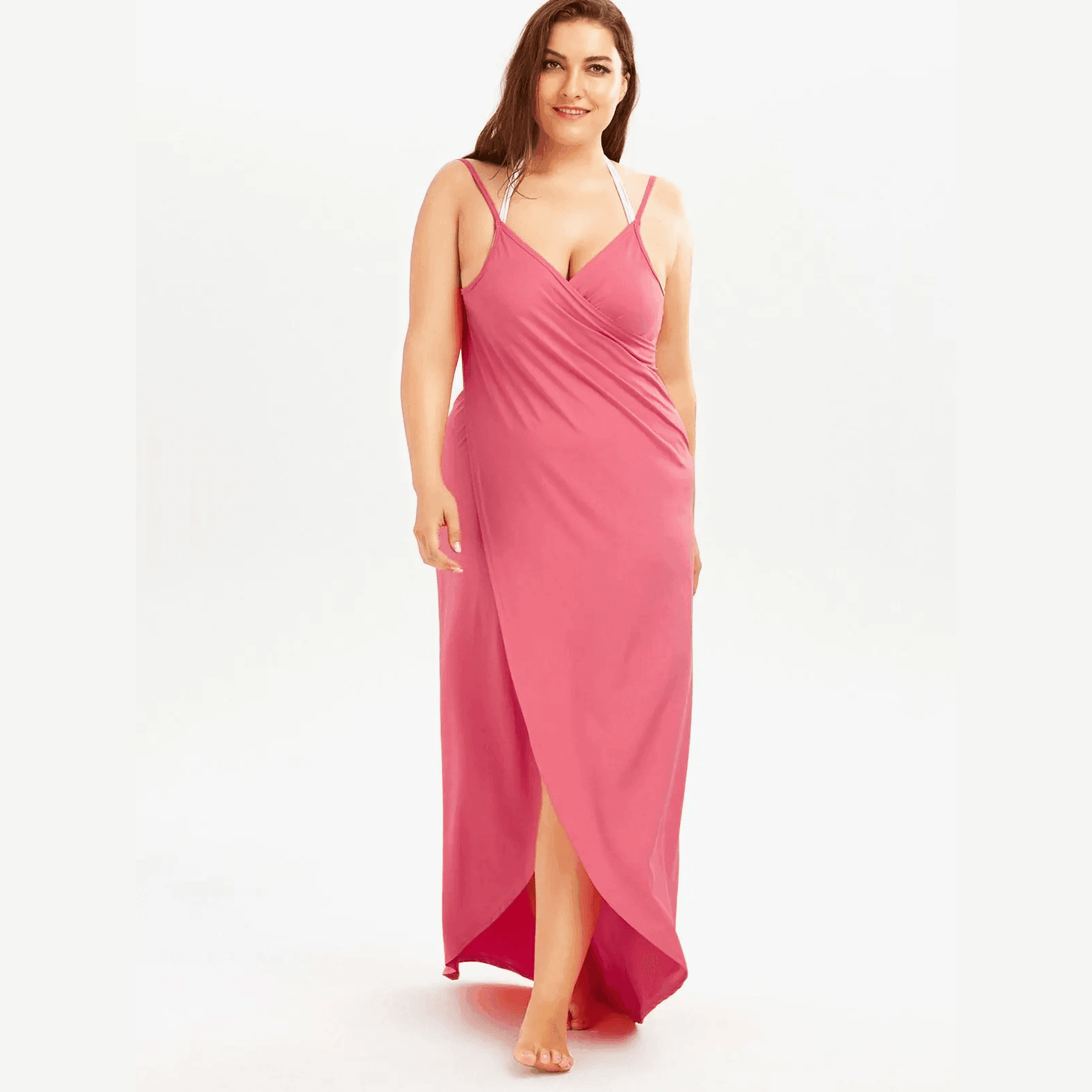 Plus size beach sarong in pink from VacationGrabs with a stylish wrap design for versatile beach wear