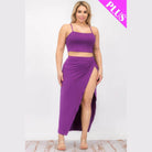 Plus Crop Cami & Split Thigh Maxi Skirt Set - VacationGrabs