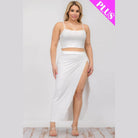 Plus Crop Cami & Split Thigh Maxi Skirt Set - VacationGrabs