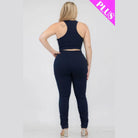 Plus Size Crop Tank Top & Ruched Pants Set - VacationGrabs