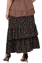 Trendsi Plus Size Floral Maxi Skirt in Black with Ruffled Layers for Stylish Comfort