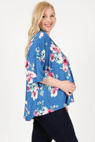 Plus Size Floral Short Sleeve Cardigan - VacationGrabs