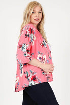 Plus Size Floral Short Sleeve Cardigan - VacationGrabs
