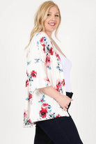 Plus Size Floral Short Sleeve Cardigan - VacationGrabs