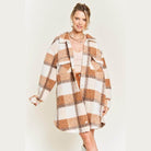 Plus Size Fuzzy Plaid Teddy Jacket - VacationGrabs