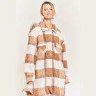 Plus Size Fuzzy Plaid Teddy Jacket - VacationGrabs
