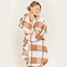 Plus Size Fuzzy Plaid Teddy Jacket - VacationGrabs
