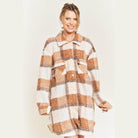 Plus Size Fuzzy Plaid Teddy Jacket - VacationGrabs