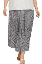 Trendsi plus size geometric skirt in blue and brown with stylish pattern for trendy women