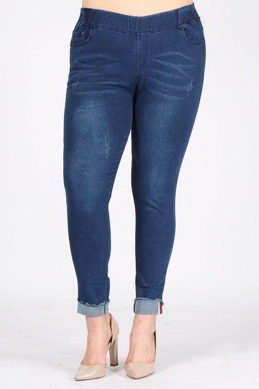 Plus Size High Waist Distressed Jeggings Pants - VacationGrabs