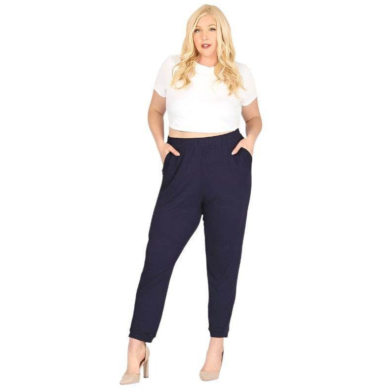 Plus Size High Waist Loose Fit Pants - VacationGrabs