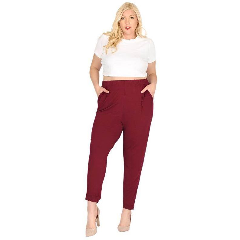 Plus Size High Waist Loose Fit Pants - VacationGrabs