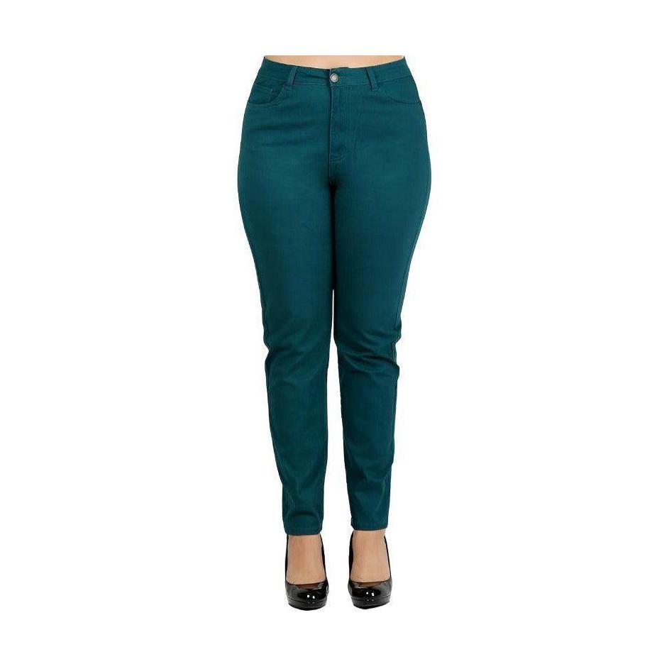 Plus Size High Waist Solid Stretch Jeans Pants - VacationGrabs
