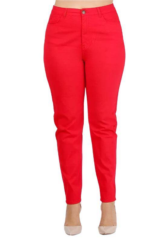 Plus Size High Waist Solid Stretch Jeans Pants - VacationGrabs