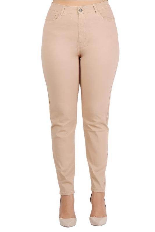 Plus Size High Waist Solid Stretch Jeans Pants - VacationGrabs