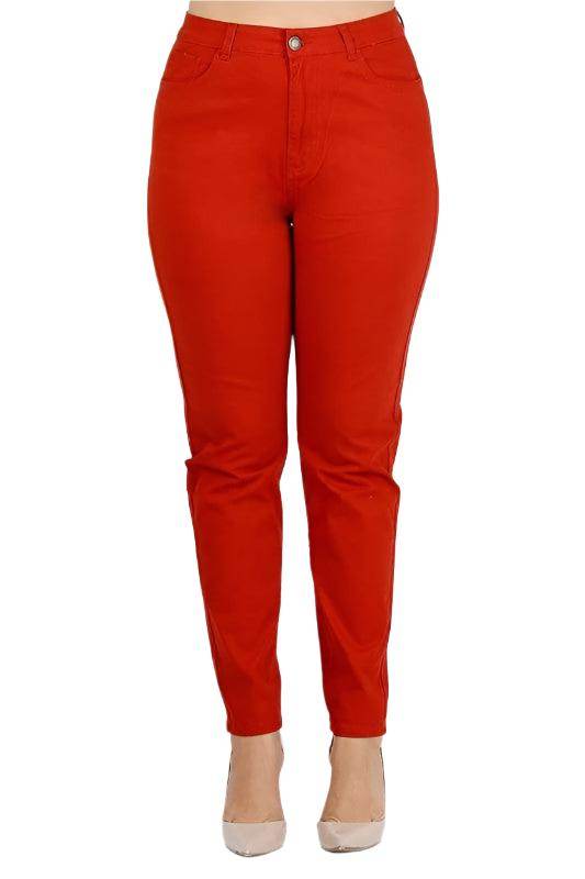 Plus Size High Waist Solid Stretch Jeans Pants - VacationGrabs