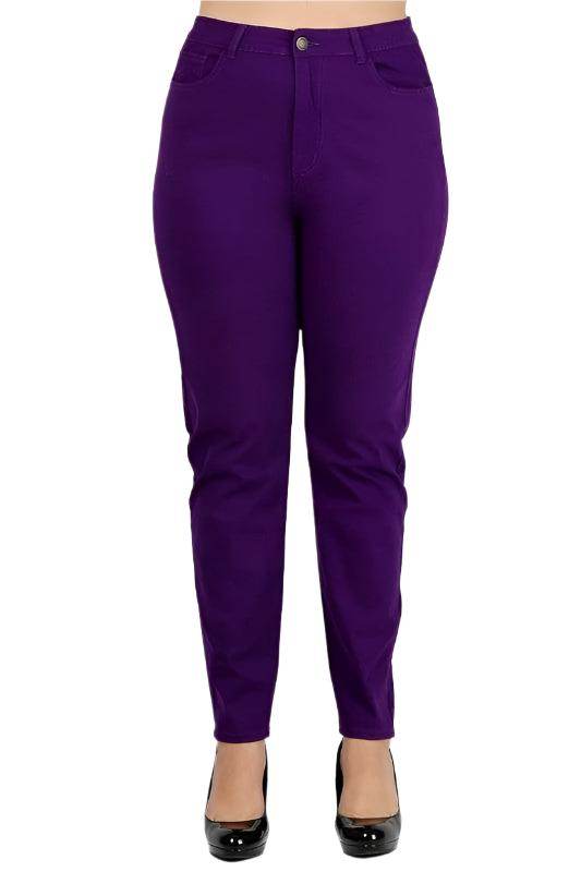 Plus Size High Waist Solid Stretch Jeans Pants - VacationGrabs