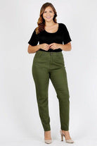 Plus Size High Waist Solid Stretch Jeans Pants - VacationGrabs