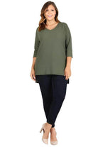 Plus Size Knit V-Neck Hi-Low Top - VacationGrabs