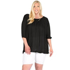 Plus Size Ruffle Round Neck Top - VacationGrabs