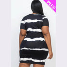 Plus Size Tie-dye Print Bodycon Dress - VacationGrabs
