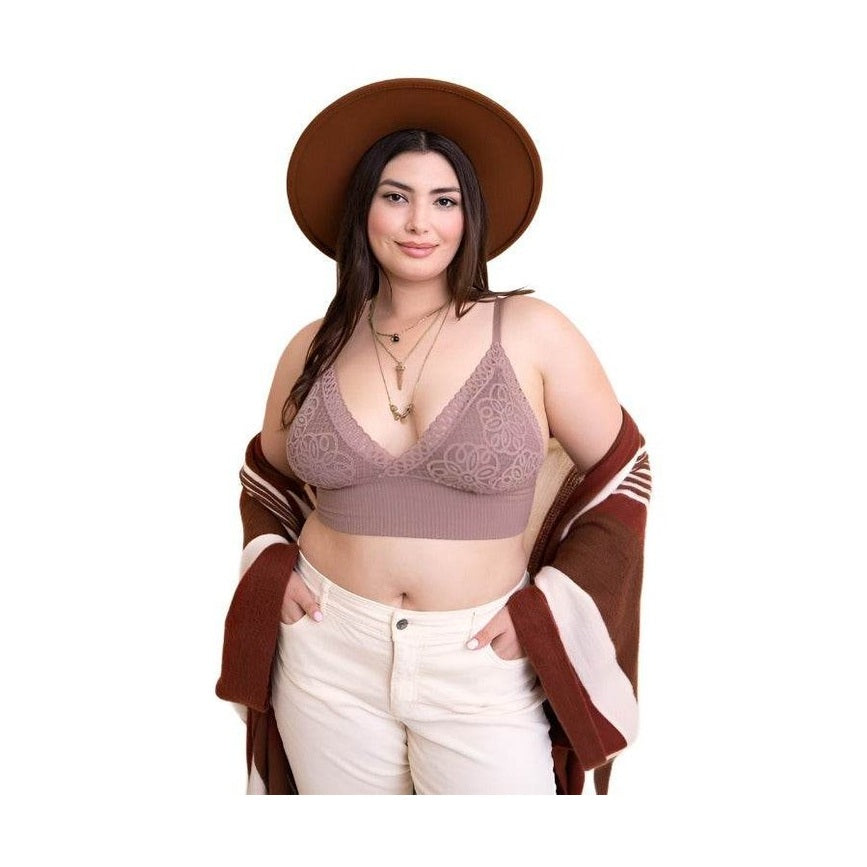 Plus Size Waistband Loop Lace Brami - VacationGrabs