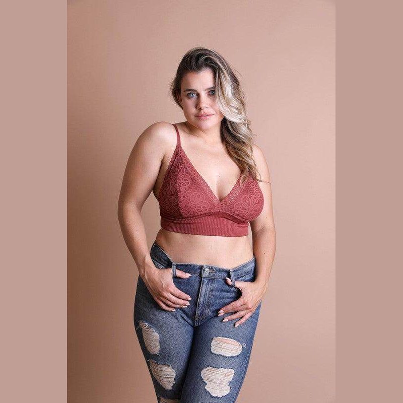 Plus Size Waistband Loop Lace Brami - VacationGrabs