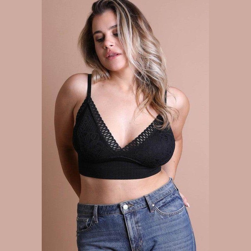 Plus Size Waistband Loop Lace Brami - VacationGrabs